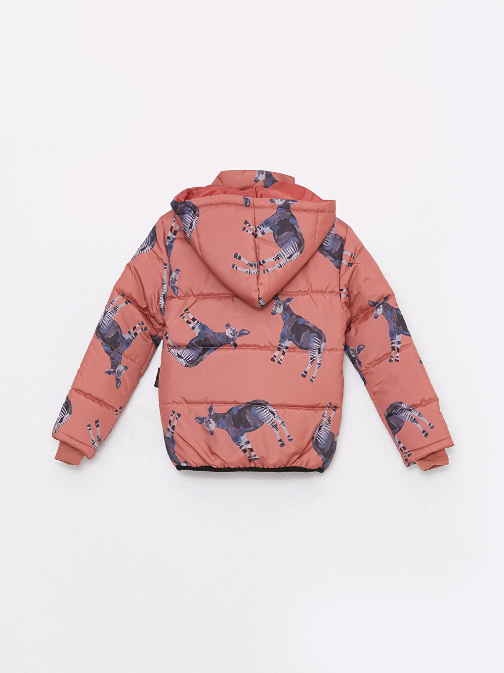 Turuncu Kapüşonlu Uzun Kollu Desenli Unisex Bebek Mont-2