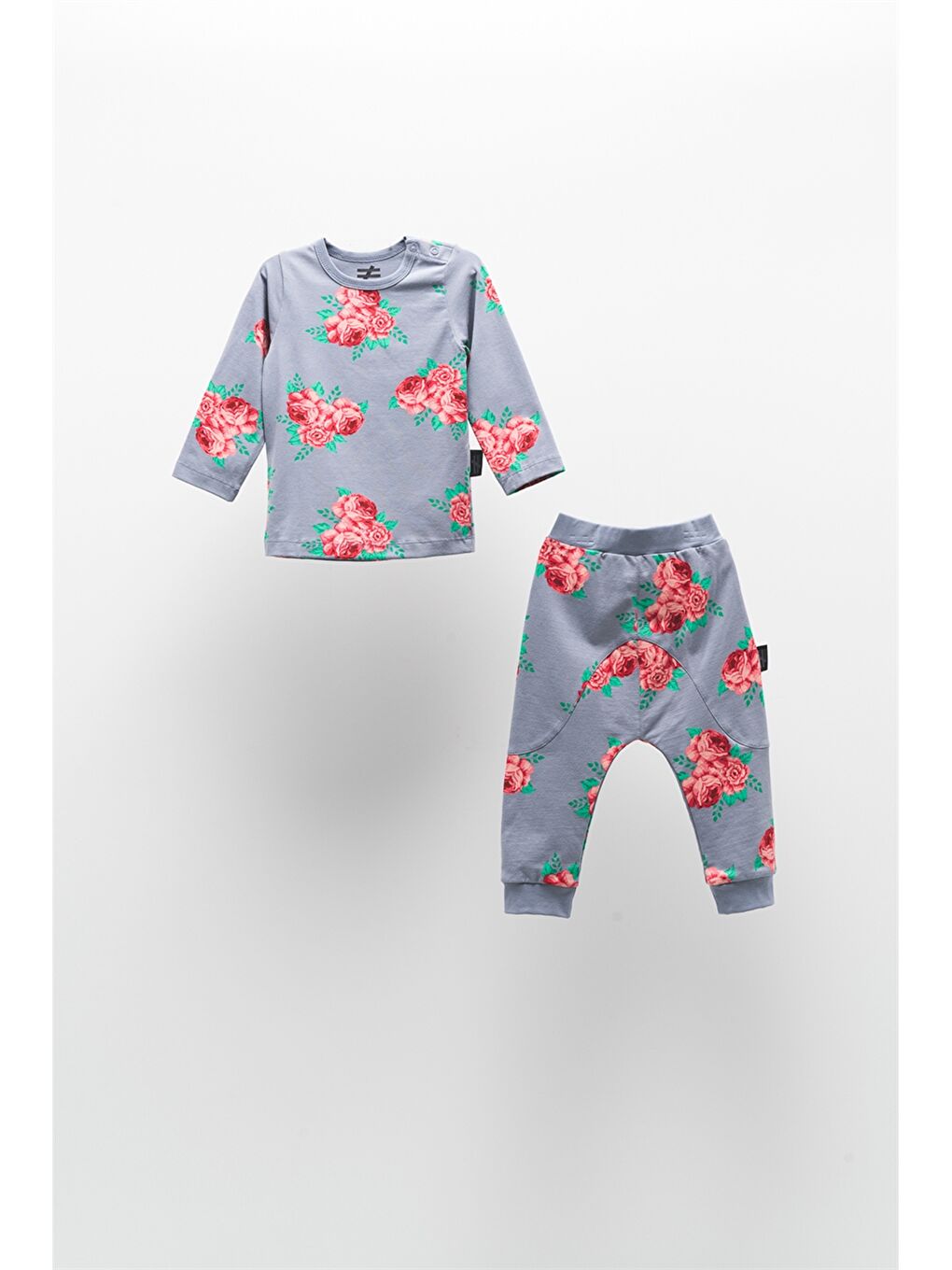 Mavi Bisiklet Yaka Uzun Kollu Unisex Bebek 2'li Takım