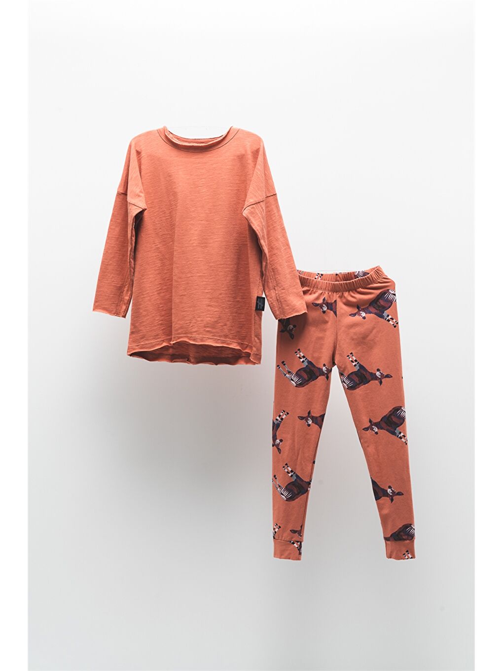 Turuncu Bisiklet Yaka Unisex Çocuk 2'li Takım