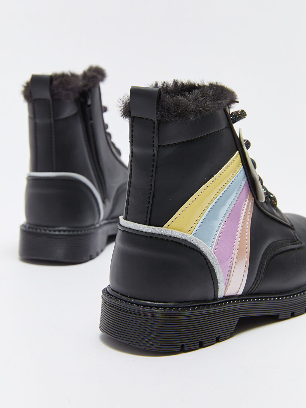 ხელოვნური ტყავის ელვაშესაკრავიანი ჩექმები გოგონებისთვის-5