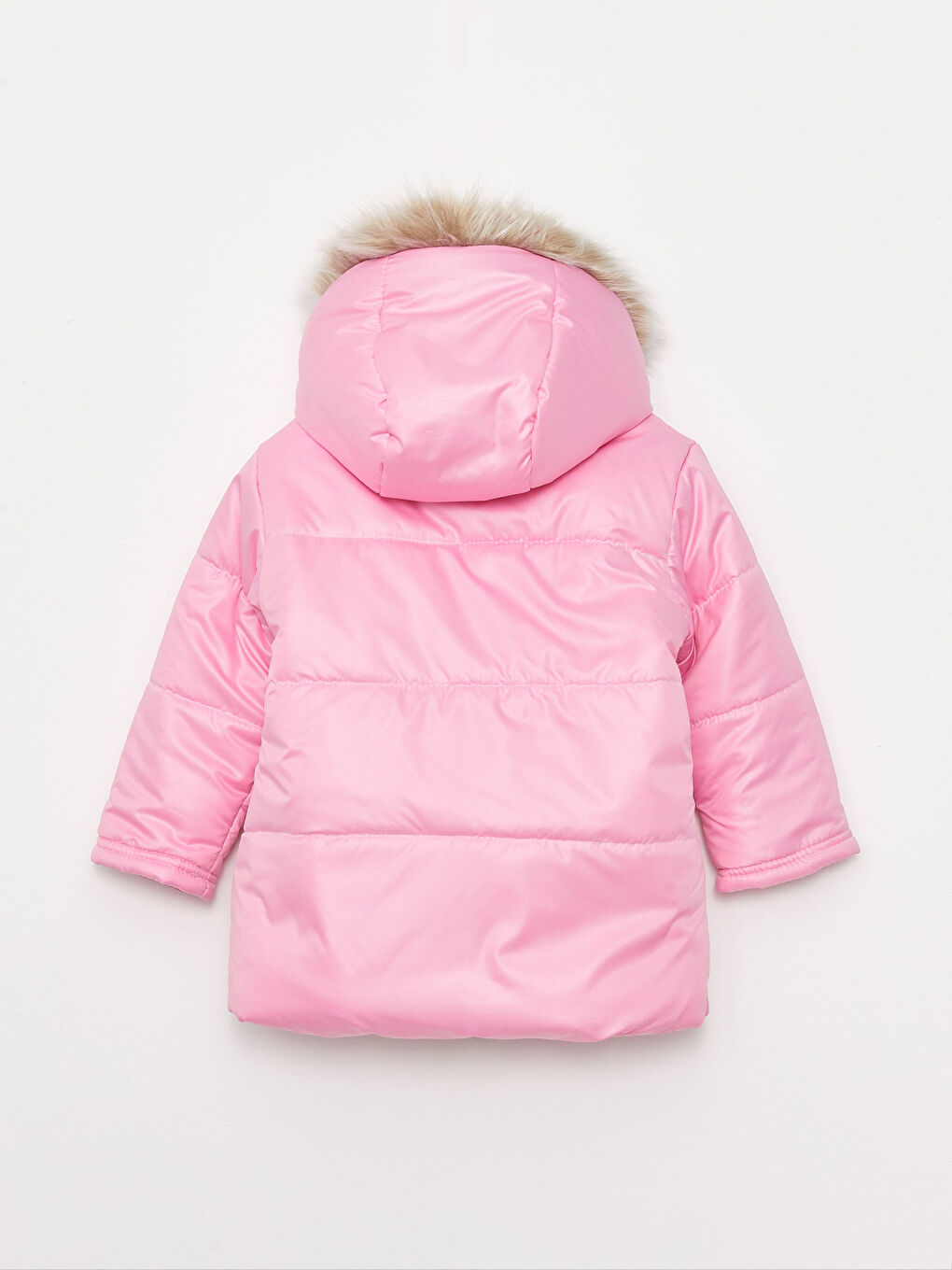 Pembe Kapüşonlu Uzun Kollu Basic Unisex Bebek Mont ve Tulum 2'li Takım-2