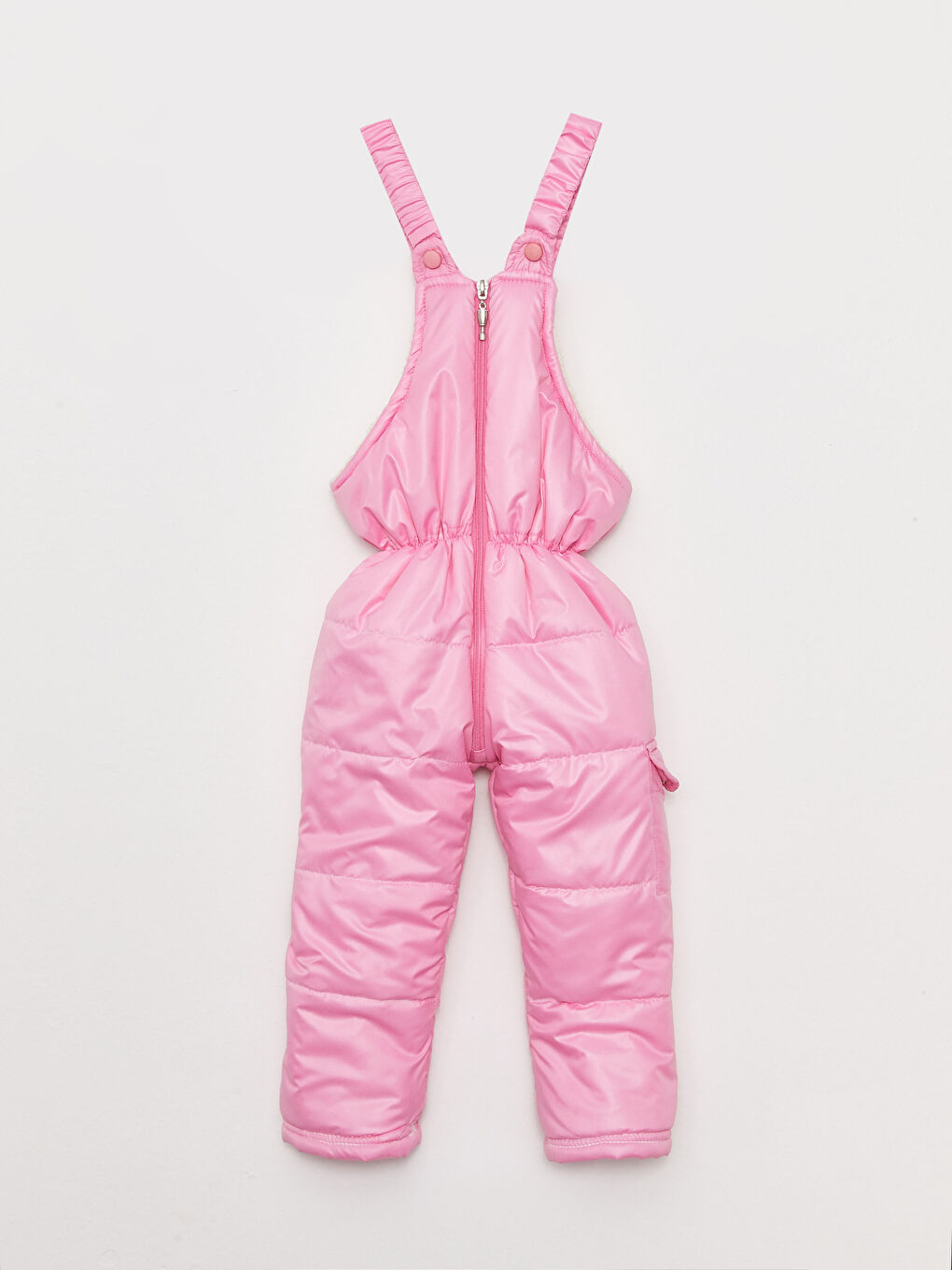 Pembe Kapüşonlu Uzun Kollu Basic Unisex Bebek Mont ve Tulum 2'li Takım-3