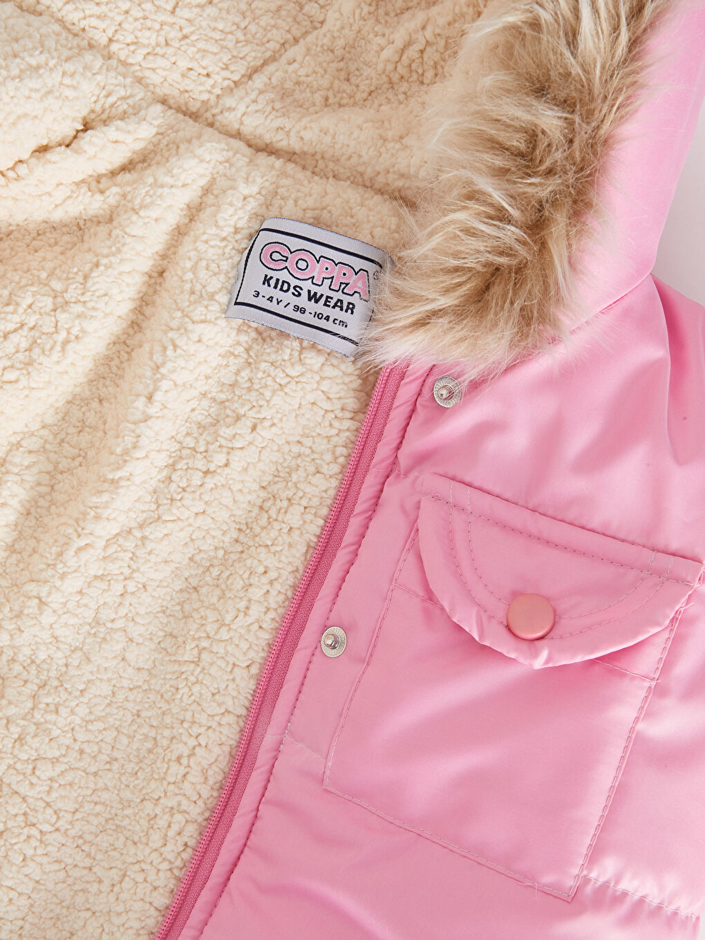 Pembe Kapüşonlu Uzun Kollu Basic Unisex Bebek Mont ve Tulum 2'li Takım-5