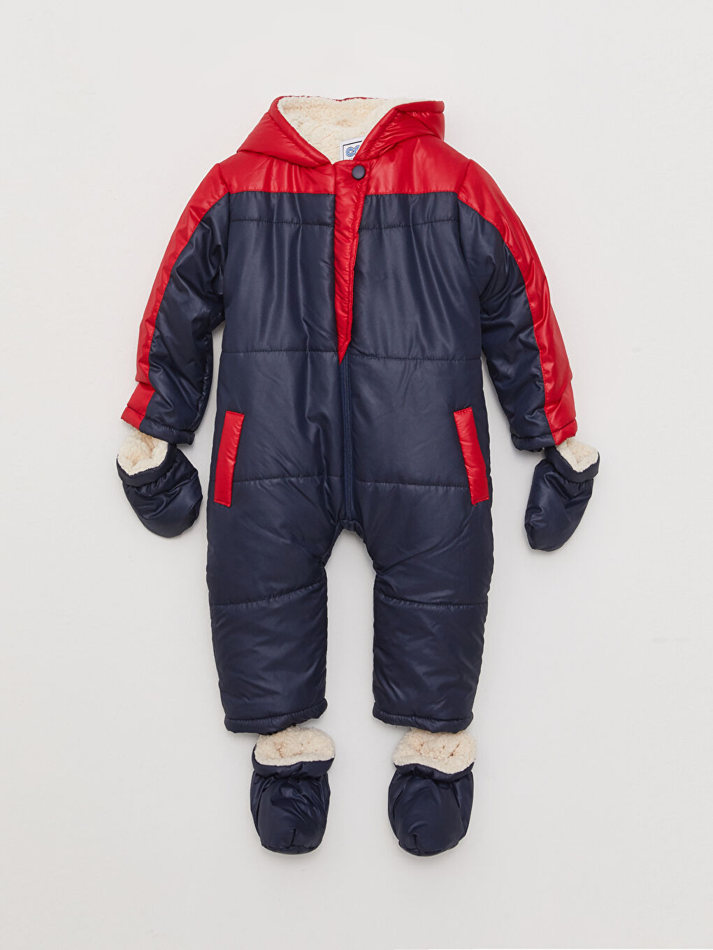 Lacivert Kapüşonlu Uzun Kollu Erkek Bebek Astronot Tulum