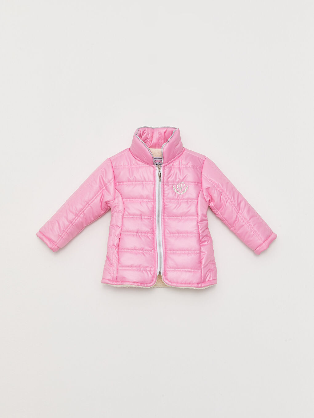 Pembe Dik Yaka Uzun Kollu Kız Bebek Mont