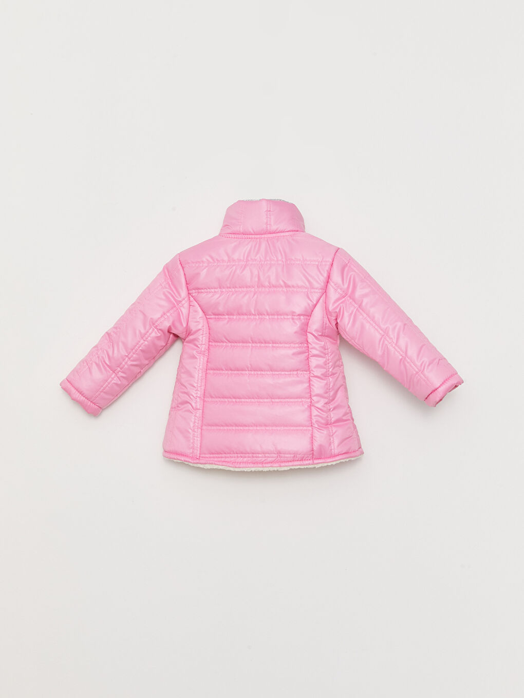 Pembe Dik Yaka Uzun Kollu Kız Bebek Mont-1