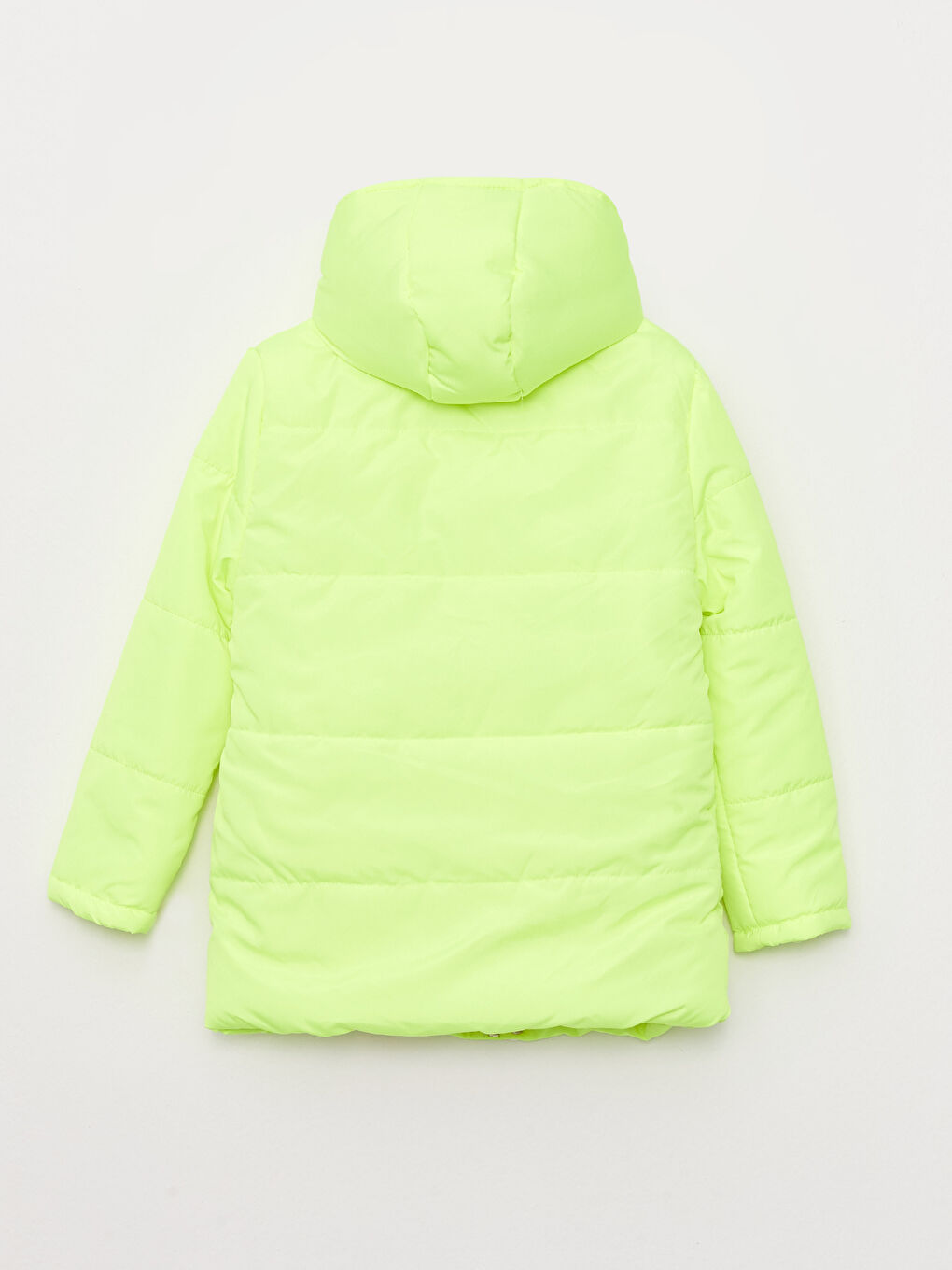 Yeşil Kapüşonlu Basic Kız Çocuk Mont-1