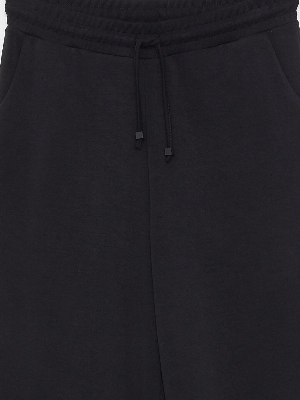 Siyah Beli Lastikli Düz Dalgıç Kumaş Kadın Pantolon-6