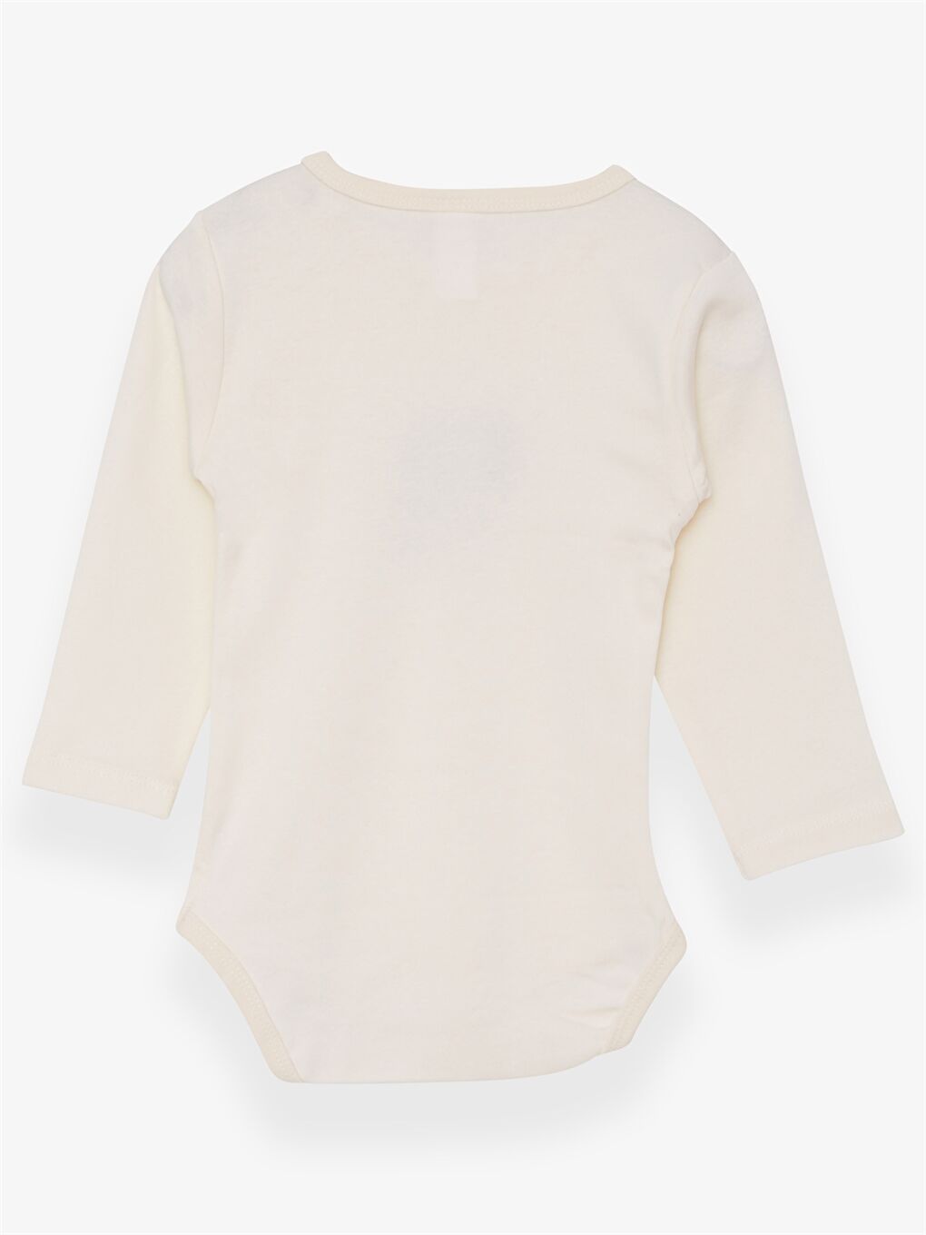 Ekru Bisiklet Yaka Uzun Kollu Erkek Bebek Çıtçıtlı Bodysuit-1