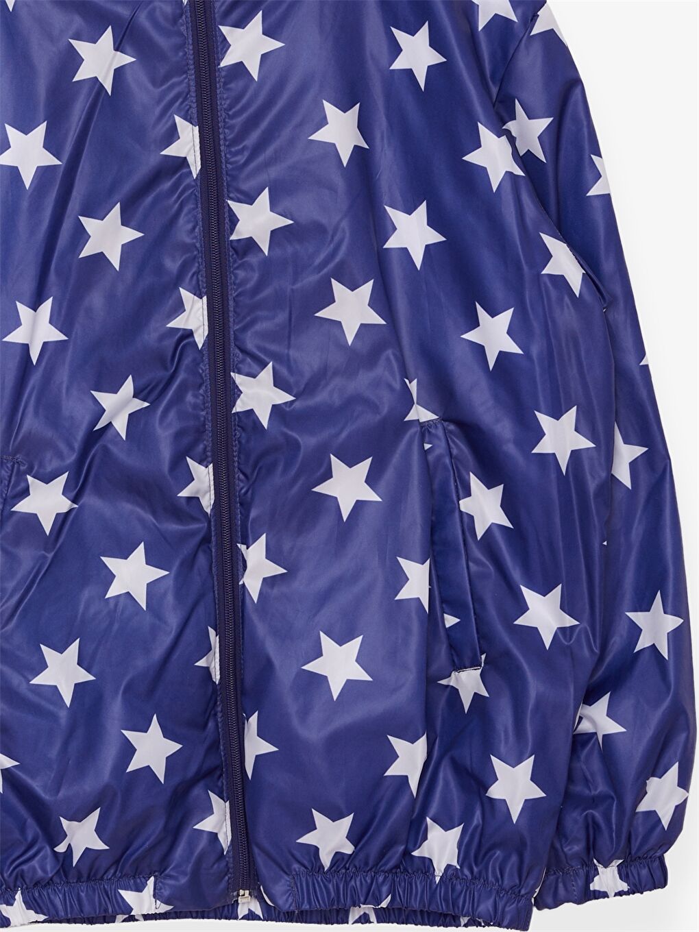 Mavi Kapüşonlu Baskılı Erkek Çocuk Yağmurluk-3