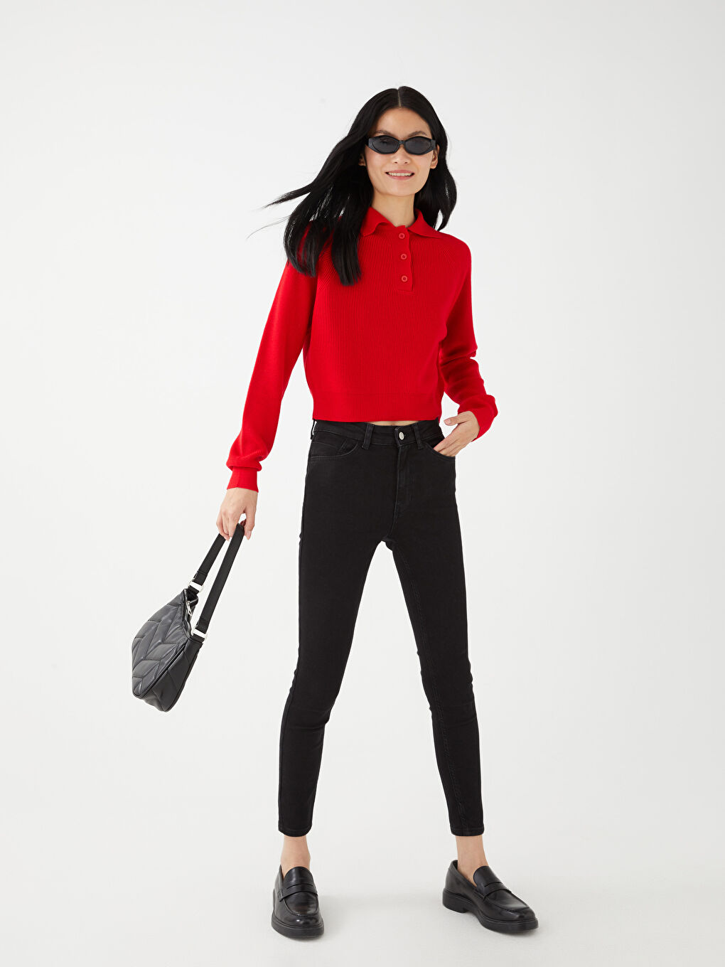 Jean Droit Moulant Mercure Taille Haute Pour Femmes-1