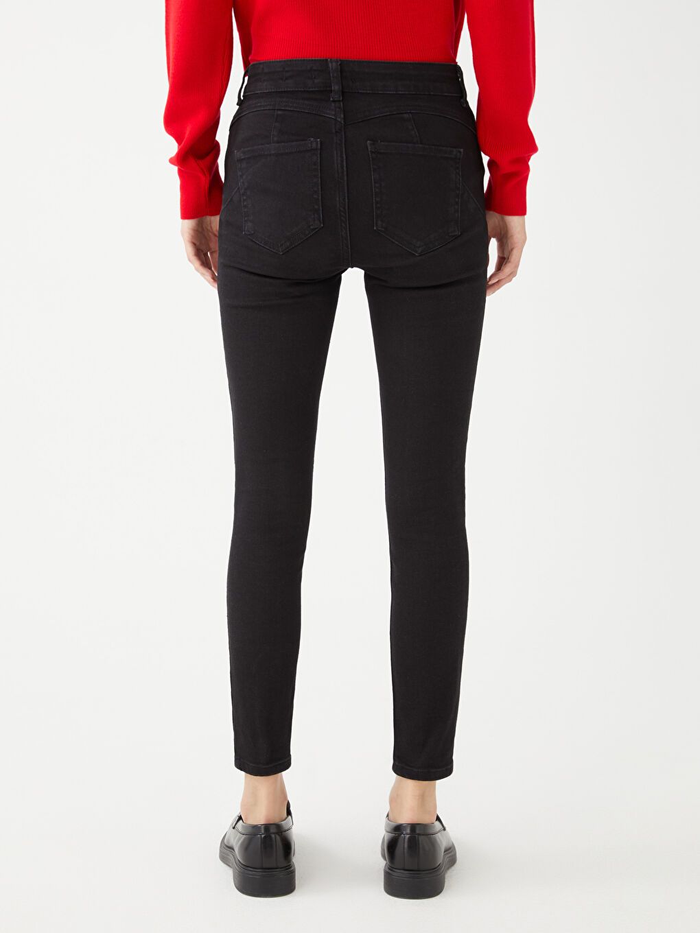 Jean Droit Moulant Mercure Taille Haute Pour Femmes-4