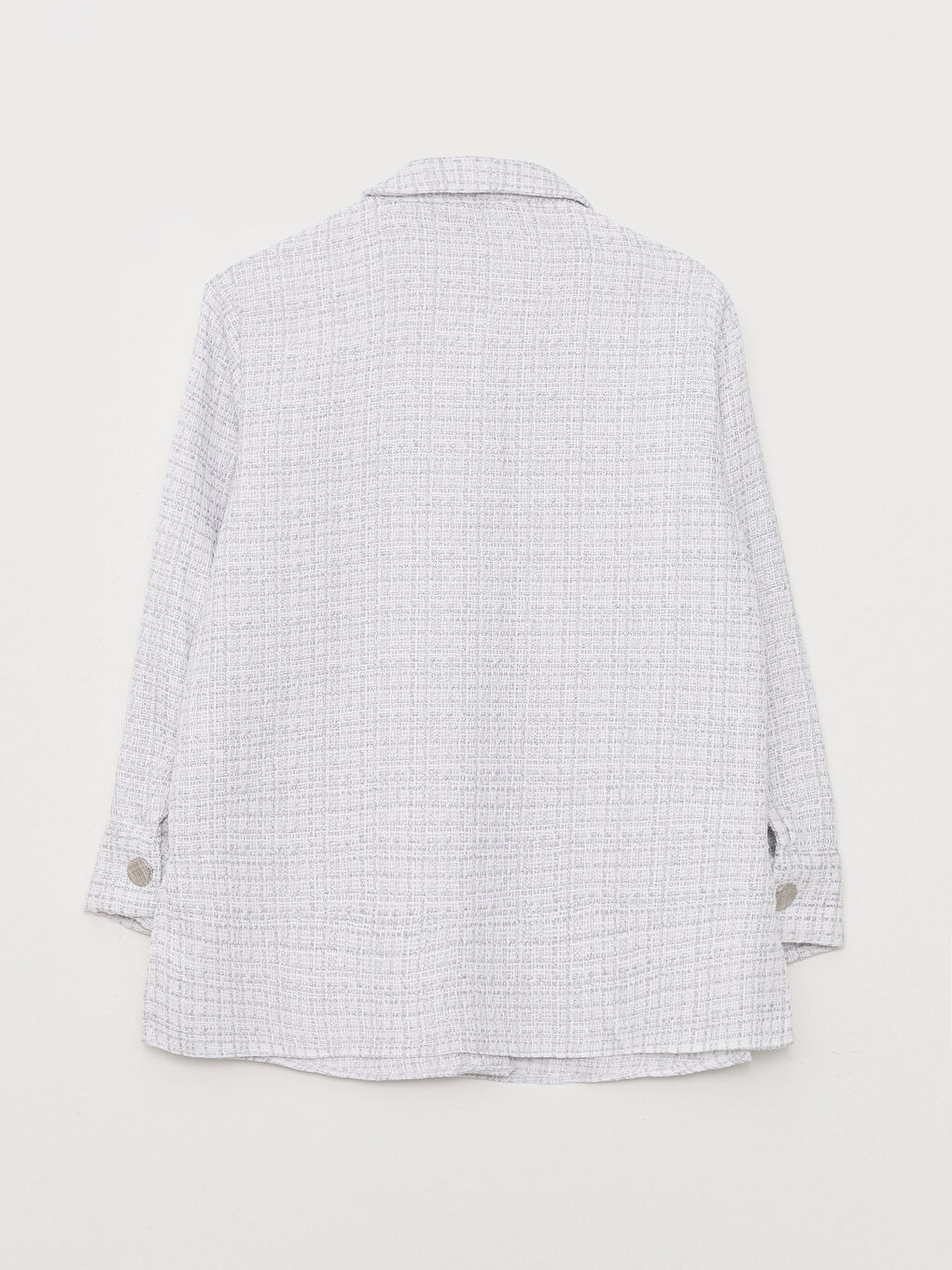 Ekru Kendinden Desenli Uzun Kollu Kadın Gömlek Tunik-6