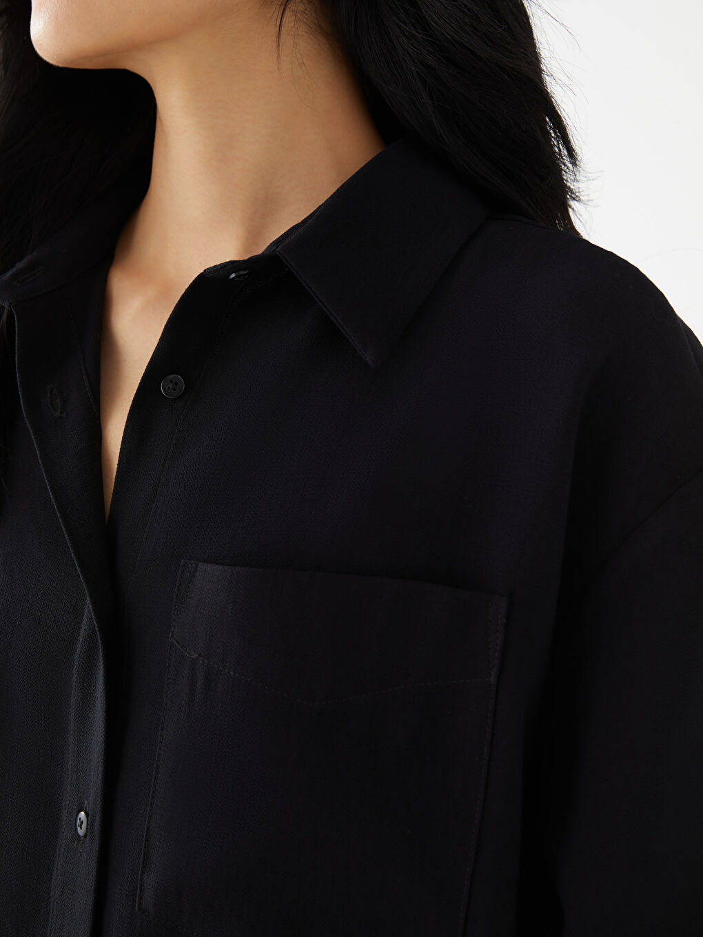 قميص تونيك سادة كم طويل واسع للسيدات-3