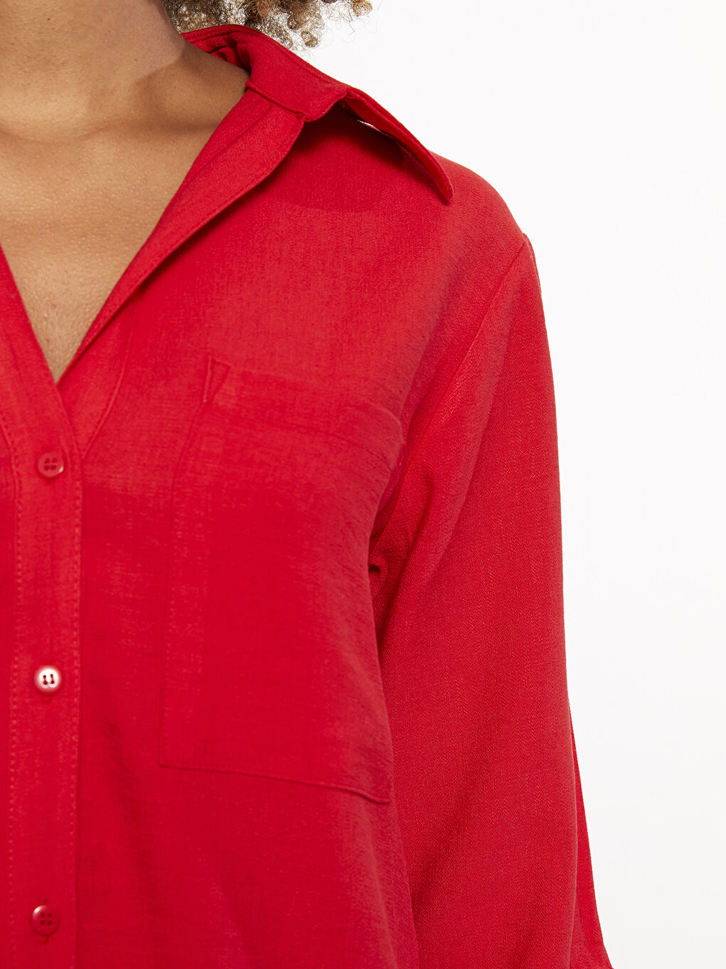 Buttoned Regular Long Sleeve Women's Shirt-2