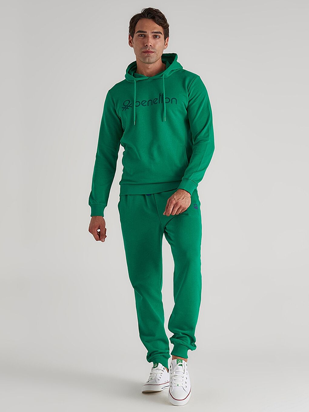 Yeşil Uzun Kollu Baskılı Erkek Hoodie-1