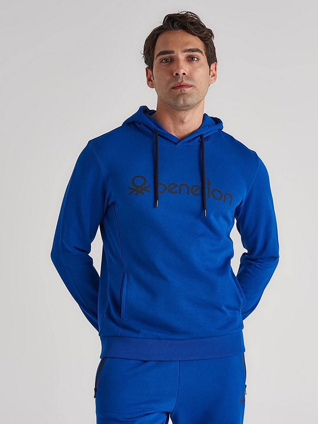 Turuncu Uzun Kollu Baskılı Erkek Hoodie