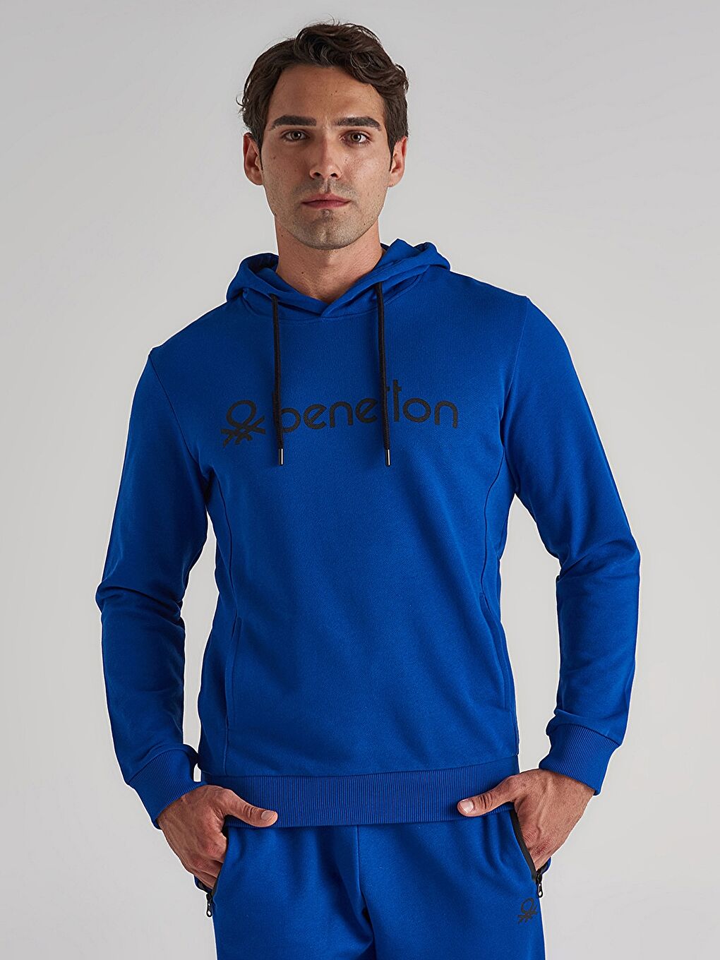 Turuncu Uzun Kollu Baskılı Erkek Hoodie-2