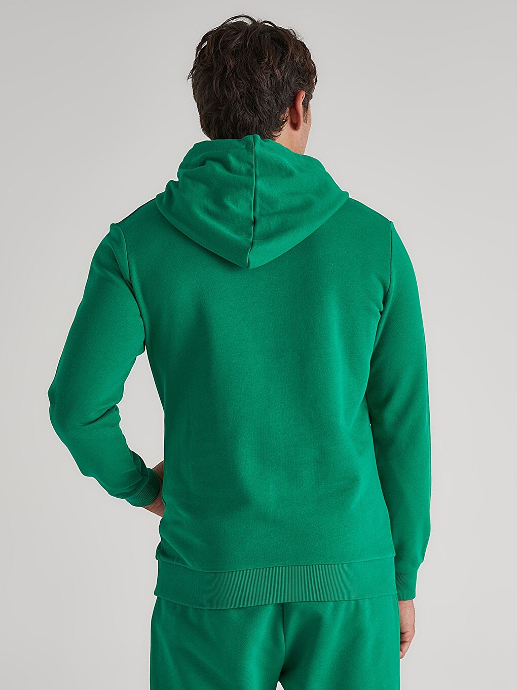 Yeşil Uzun Kollu Baskılı Erkek Hoodie-4