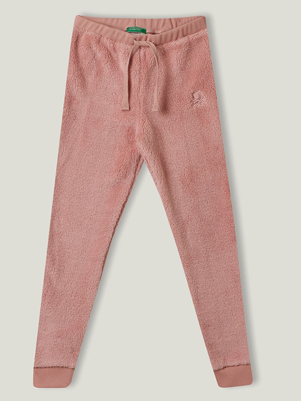 Pembe Beli Lastikli Nakışlı Pelüş Kız Çocuk Jogger Eşofman Altı