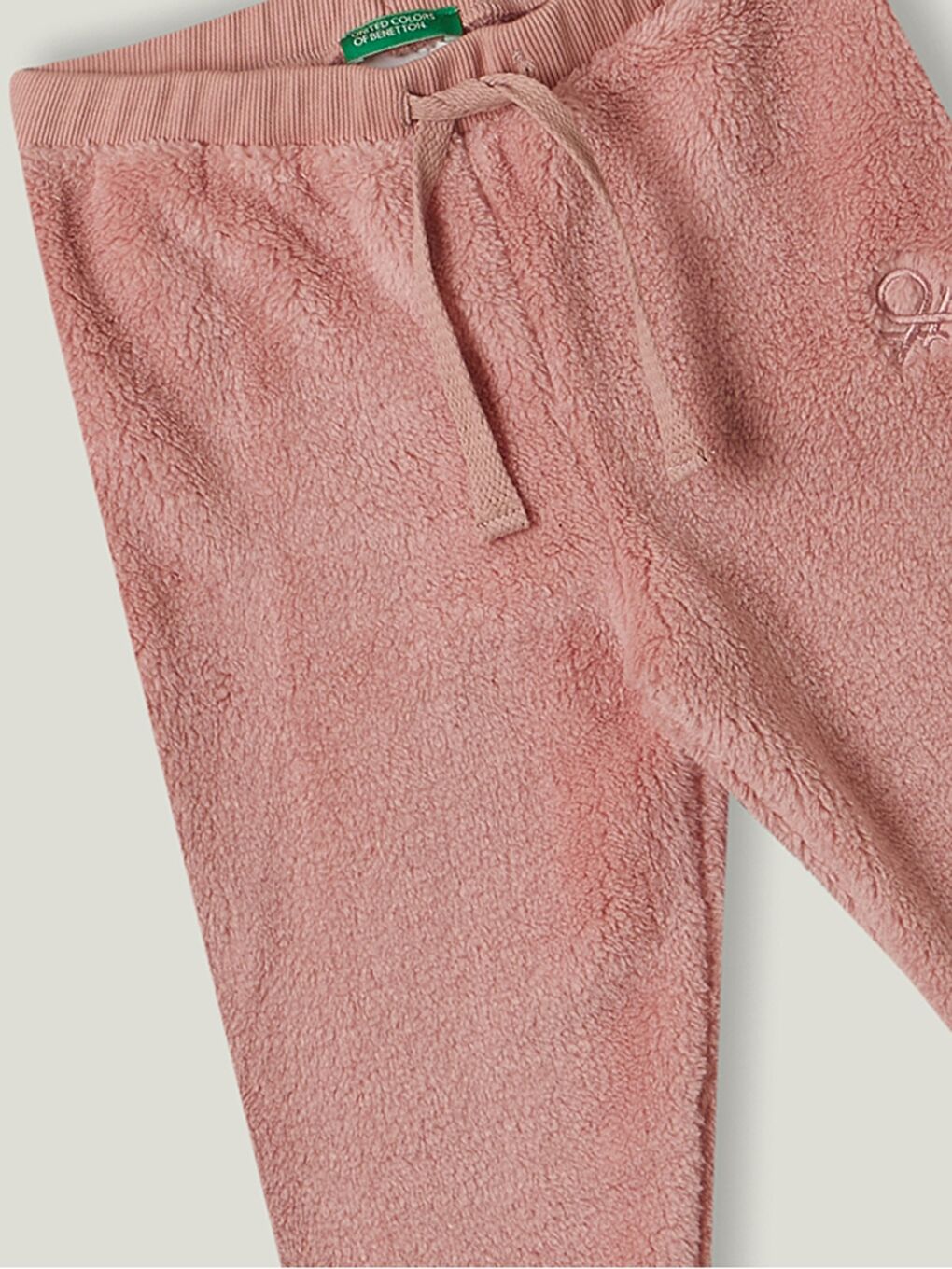 Pembe Beli Lastikli Nakışlı Pelüş Kız Çocuk Jogger Eşofman Altı-1