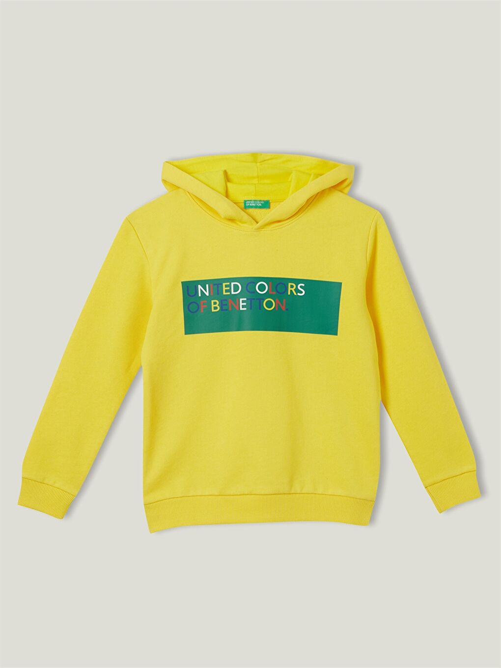 Sarı Kapüşonlu Baskılı Uzun Kollu Kız Çocuk Sweatshirt