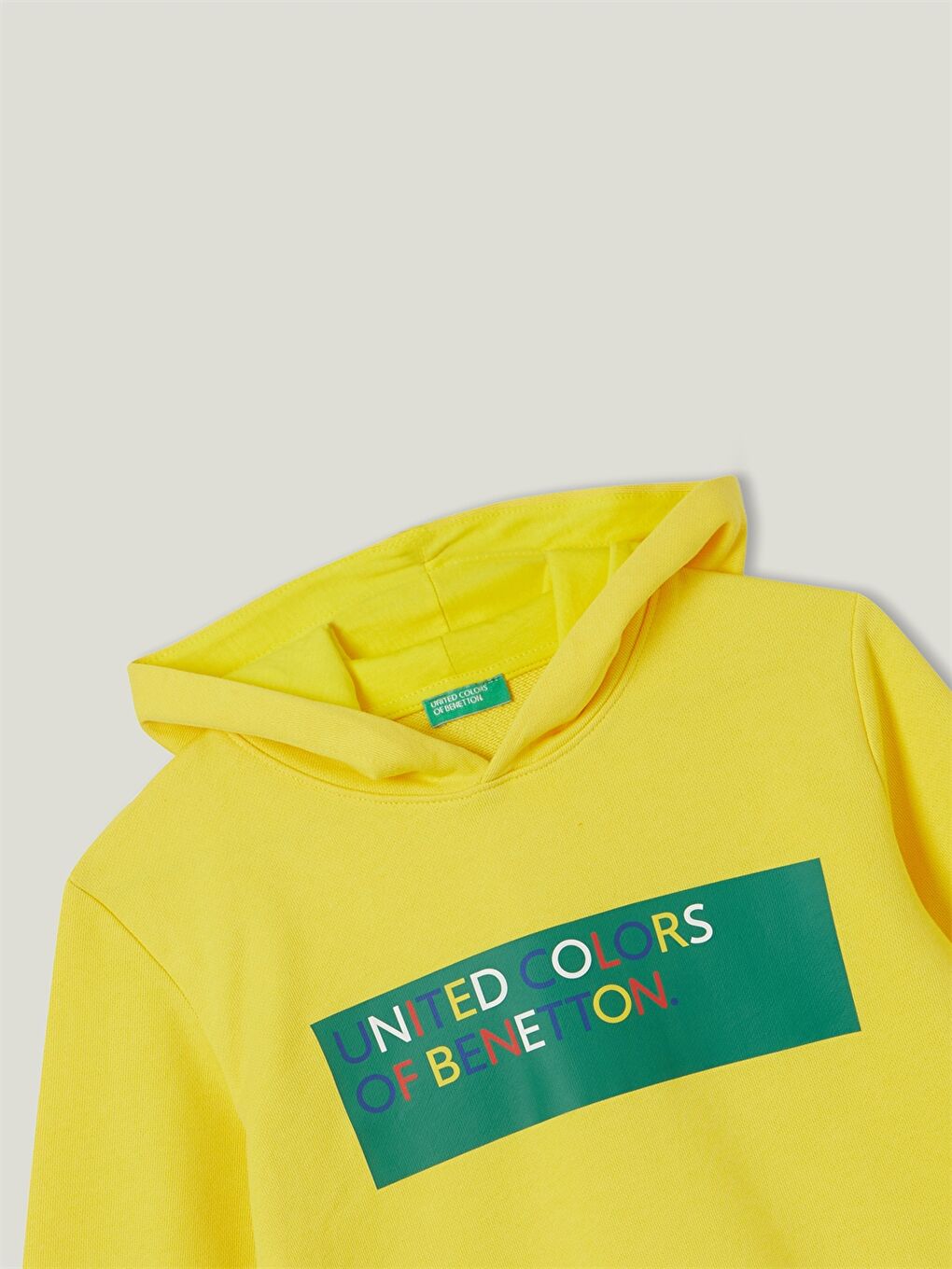 Sarı Kapüşonlu Baskılı Uzun Kollu Kız Çocuk Sweatshirt-1