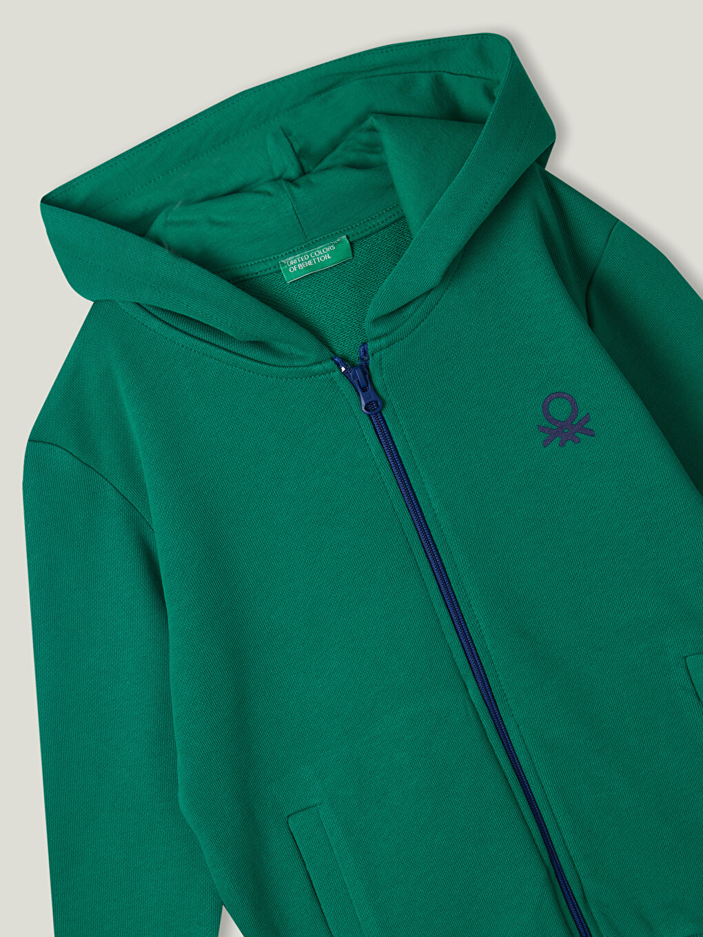 Yeşil Kapüşonlu Baskılı Uzun Kollu Erkek Çocuk Fermuarlı Sweatshirt-1