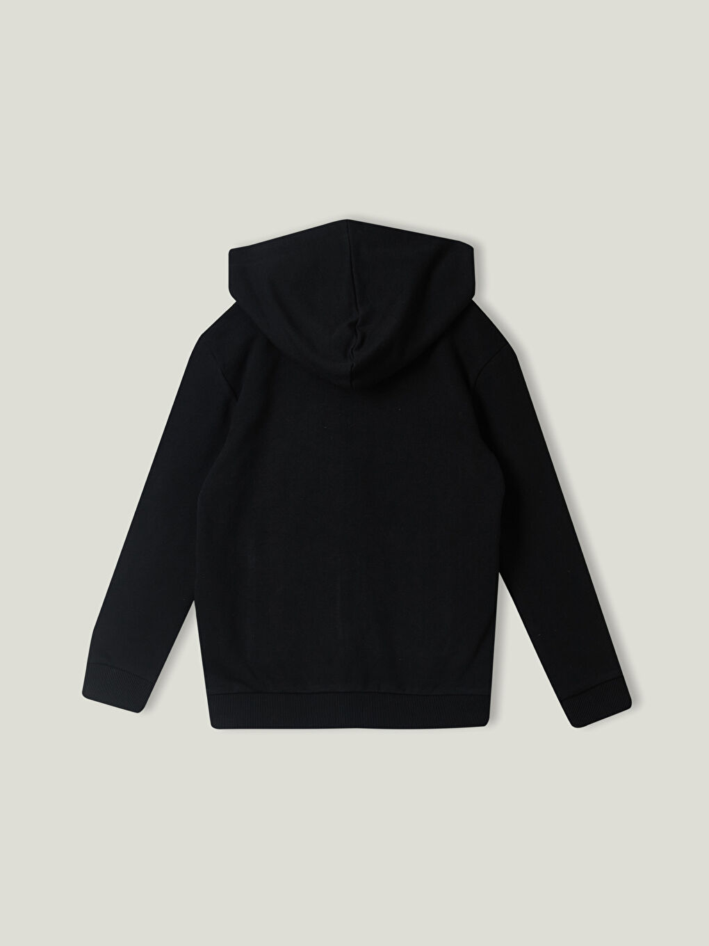 Siyah Kapüşonlu Baskılı Uzun Kollu Erkek Çocuk Fermuarlı Sweatshirt-2