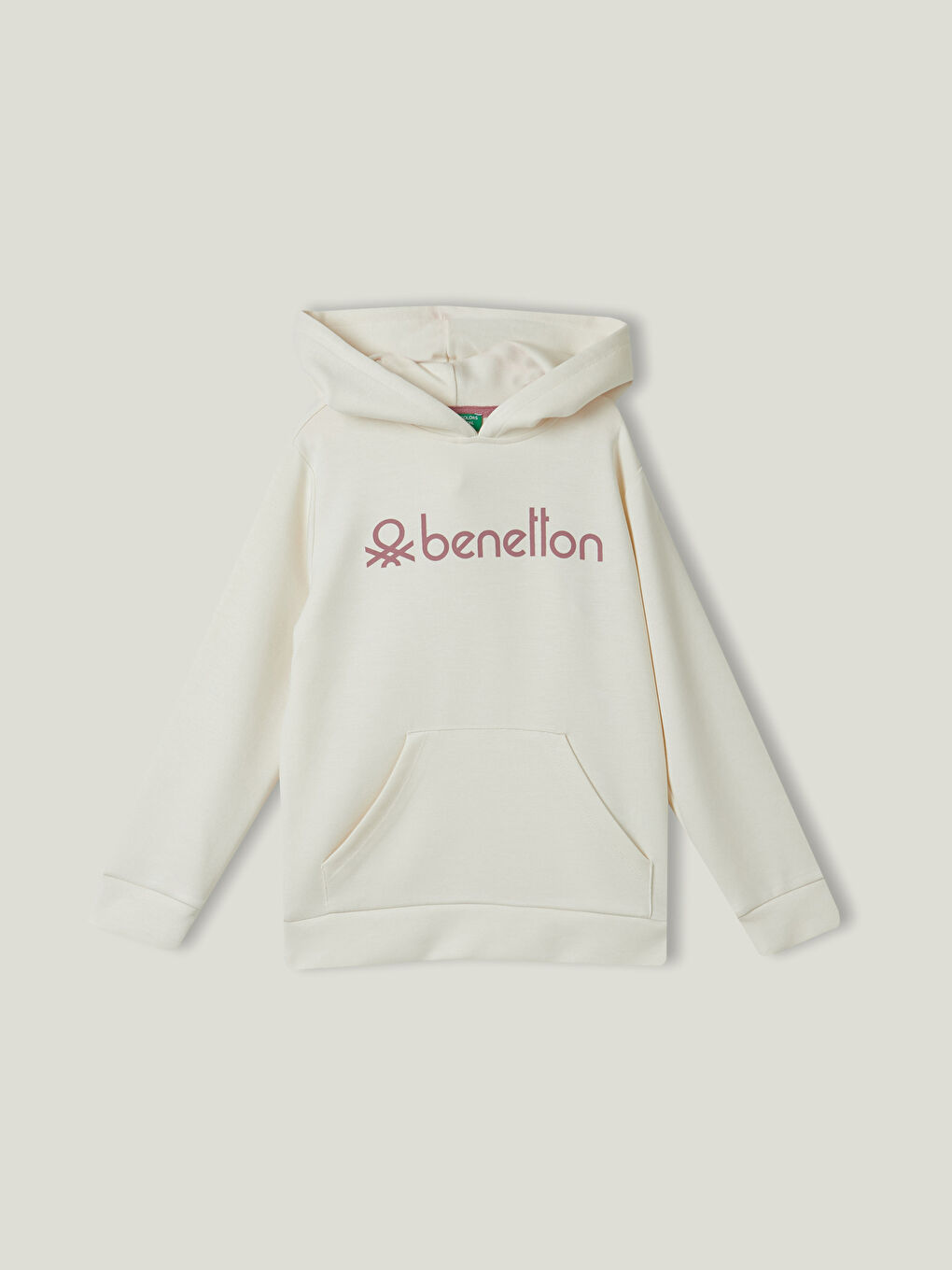 United Colors Of Benetton Ekru Kapüşonlu Baskılı Uzun Kollu Kız Çocuk Sweatshirt