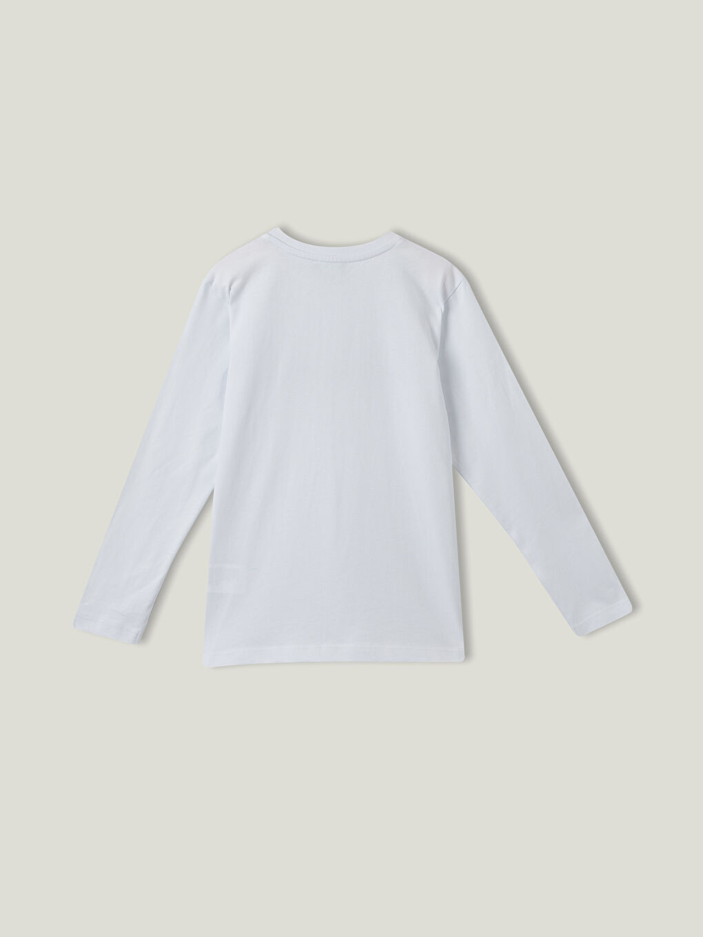 Beyaz Bisiklet Yaka Baskılı Uzun Kollu Erkek Çocuk Tişört-2