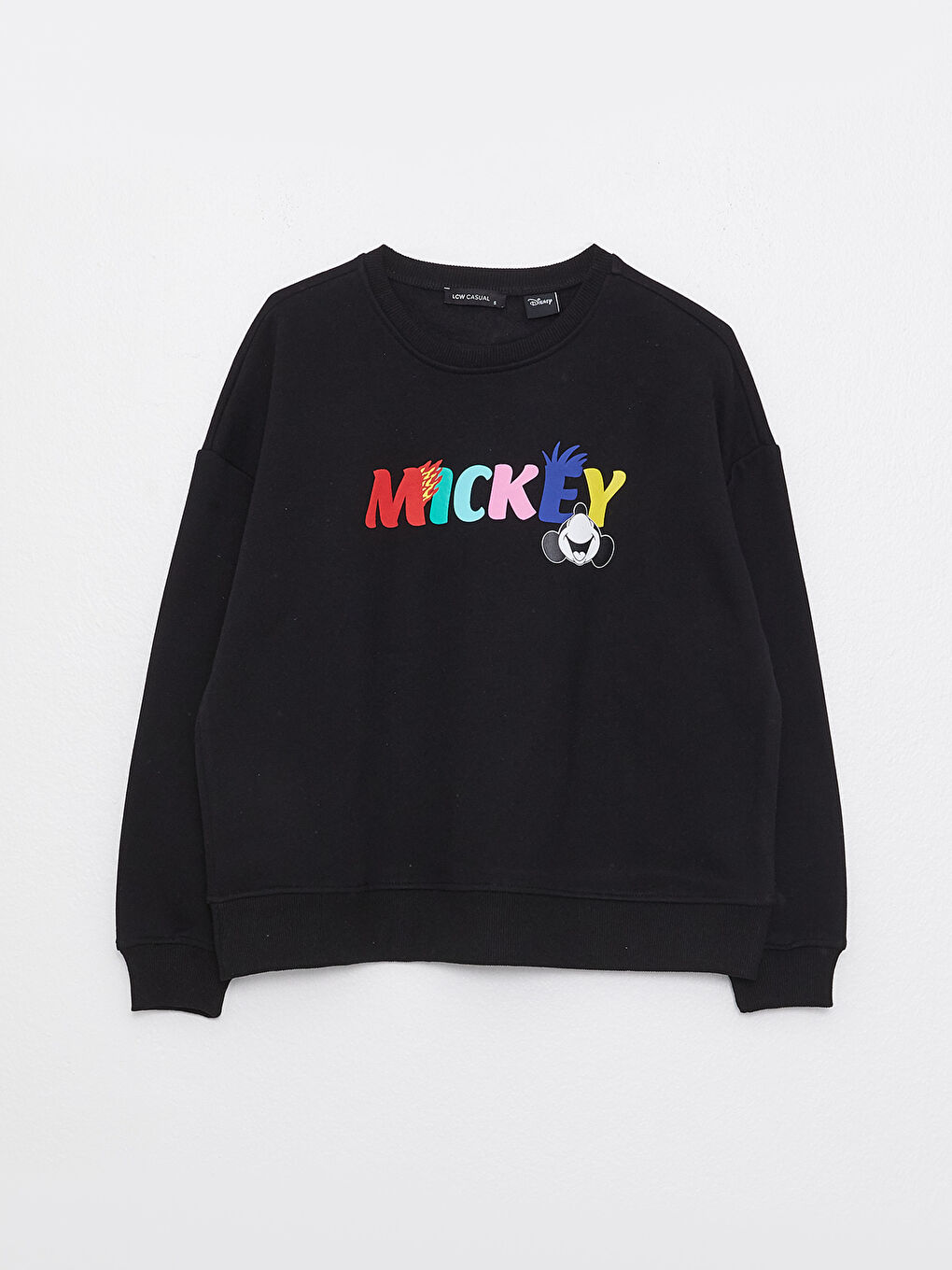 Rundhalsausschnitt Mickey Mouse Bedrucktes Oversize Damen Dickes Sweatshirt-5