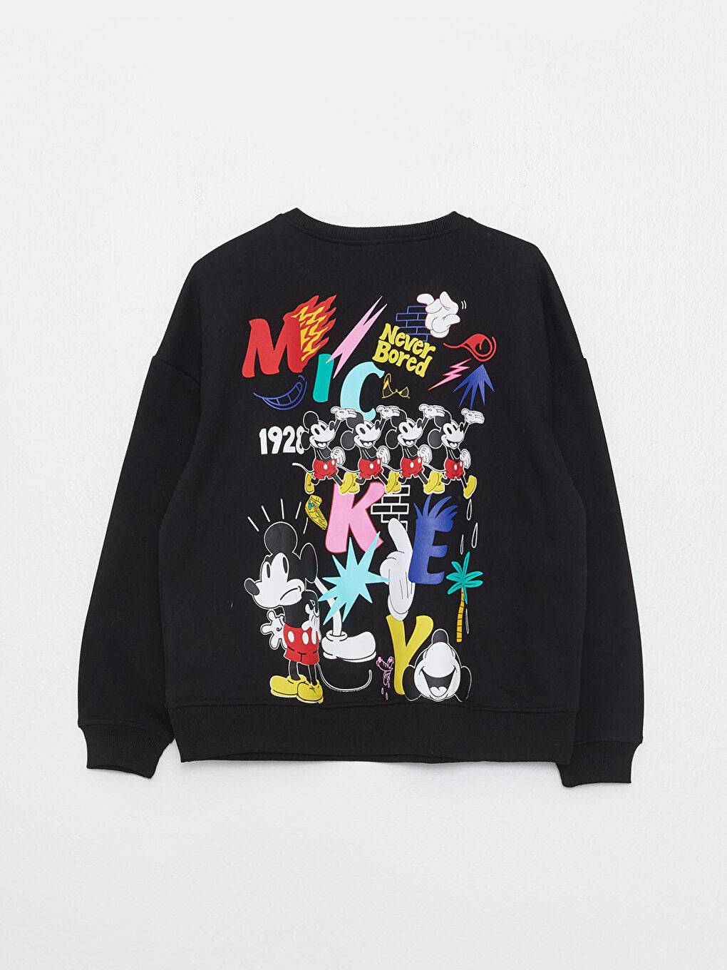 Rundhalsausschnitt Mickey Mouse Bedrucktes Oversize Damen Dickes Sweatshirt-6