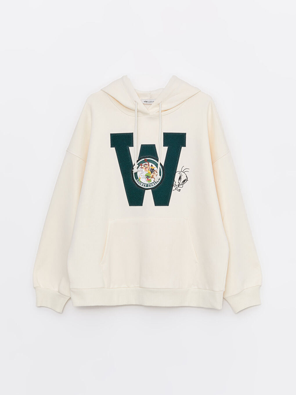 LCW Vision Krem Rengi Bugs Bunny Baskılı Oversize Kadın Kalın Hoodie - 6