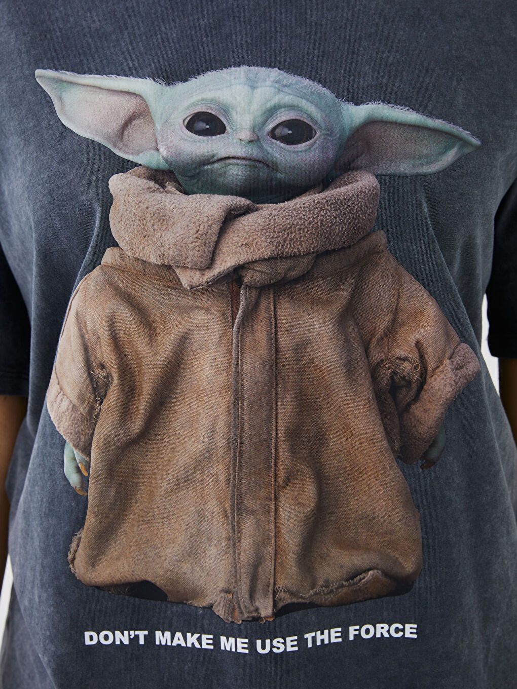 Antrasit Bisiklet Yaka Star Wars Baskılı Kadın Tişört-3