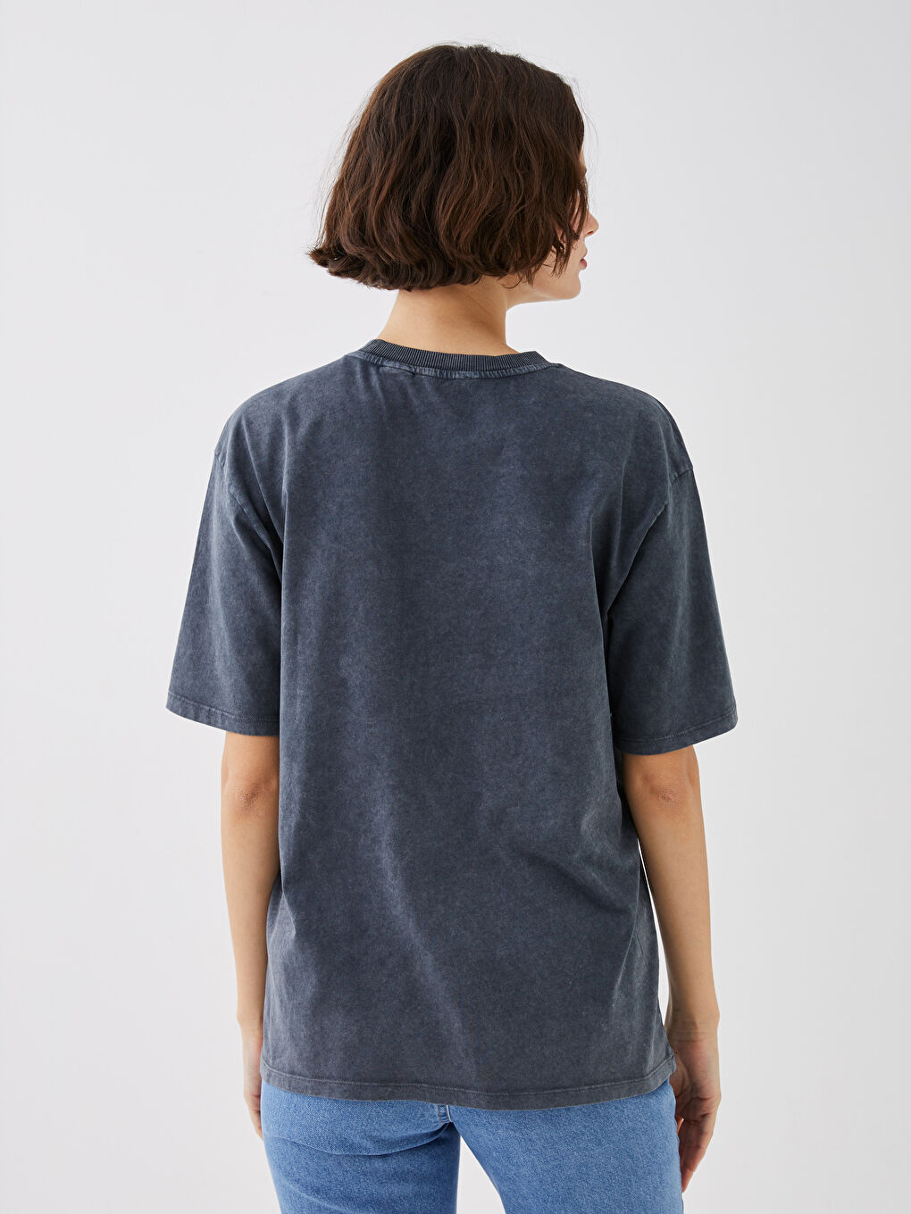 Antrasit Bisiklet Yaka Star Wars Baskılı Kadın Tişört-4