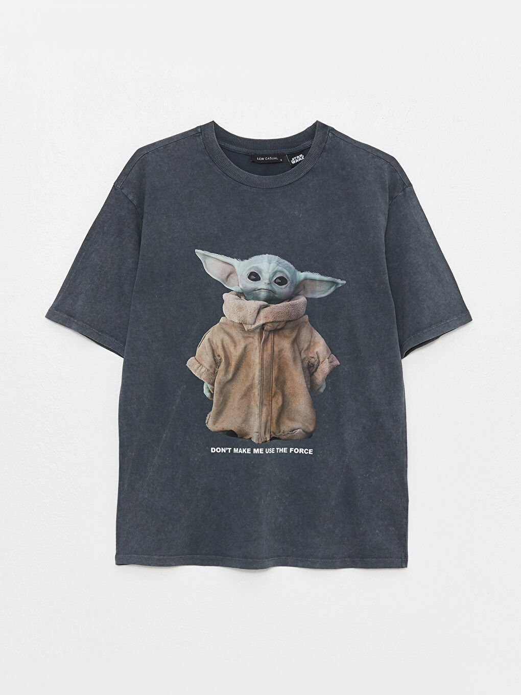 Antrasit Bisiklet Yaka Star Wars Baskılı Kadın Tişört-5