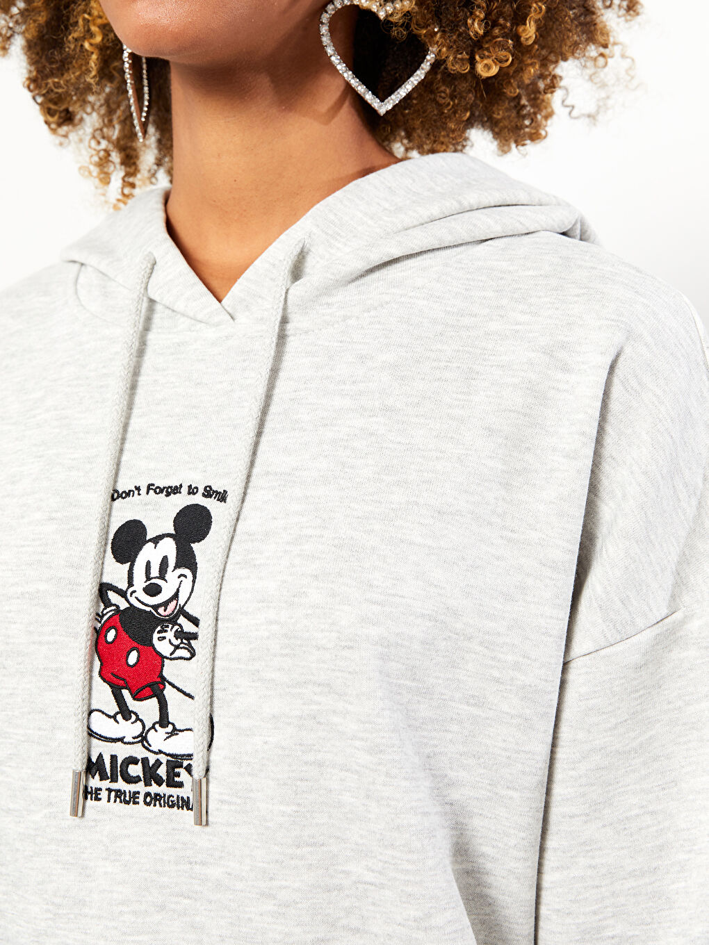 Hooded Mickey Mouse Printed Oversize Women's Thick Sweatshirt-3