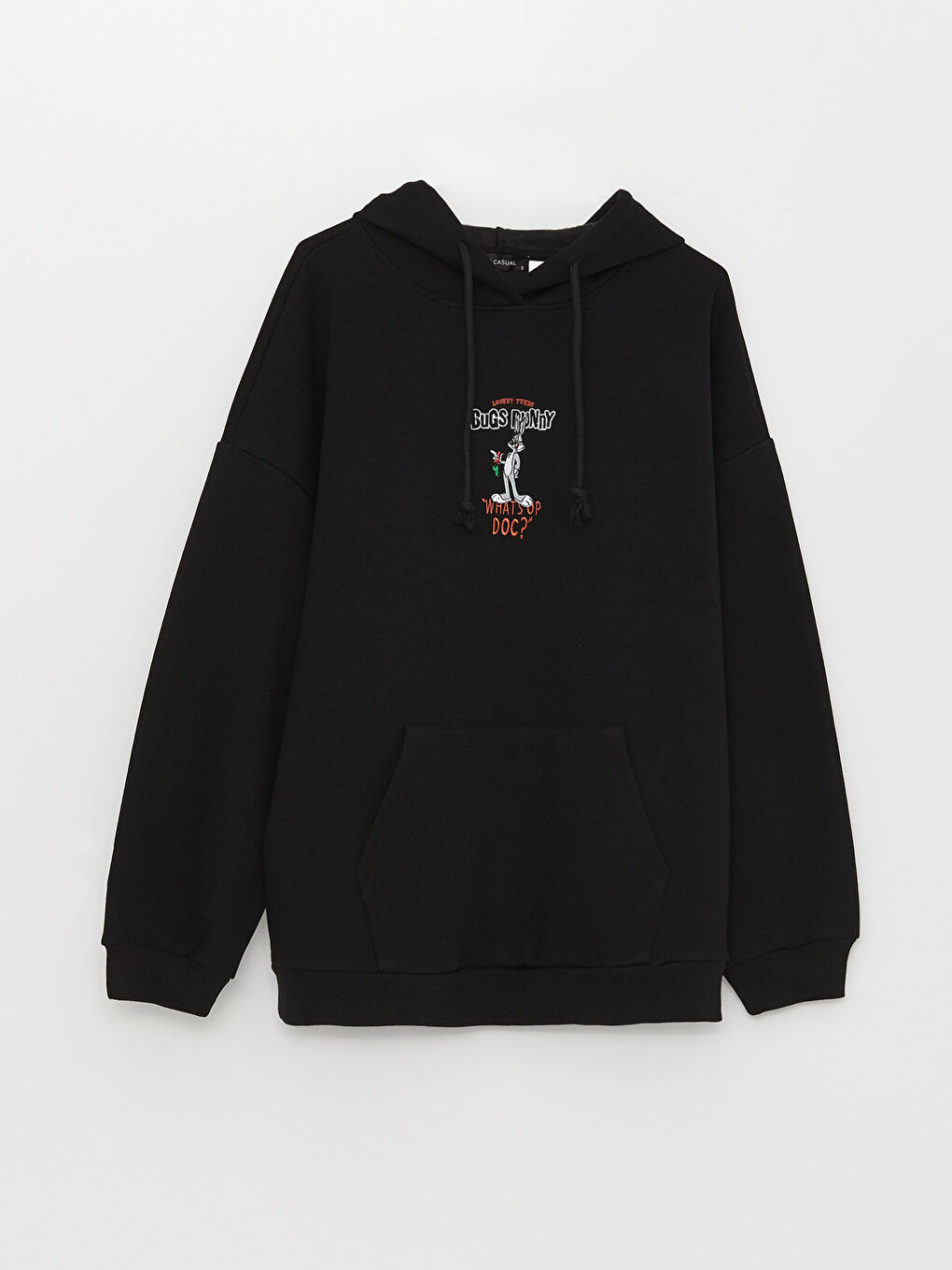 LCW Vision Yeni Siyah Kapüşonlu Bugs Bunny Nakışlı Kadın Kalın Sweatshirt - 5