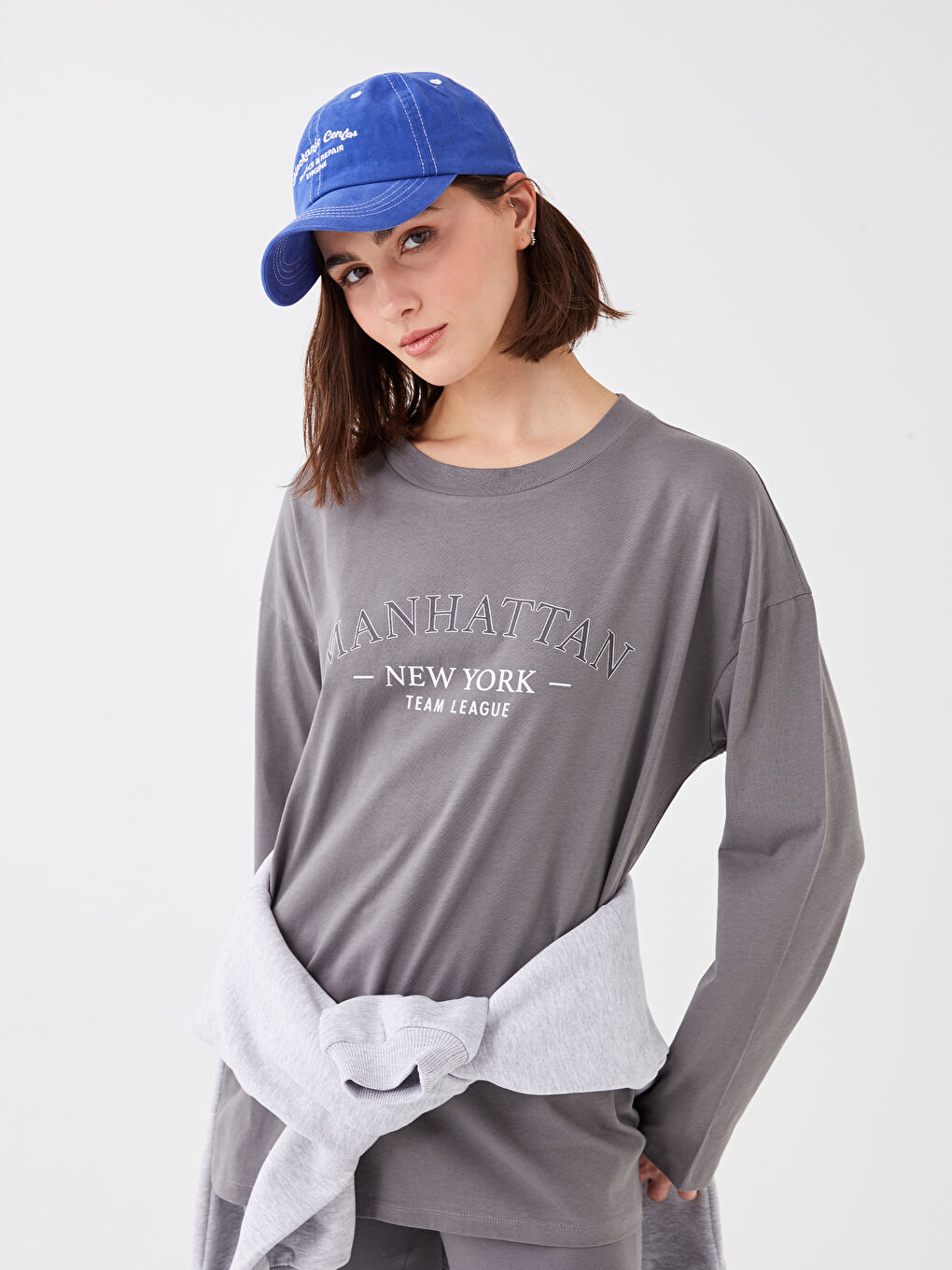 Crew Neck Printed Long Sleeve Women's T-Shirt-1