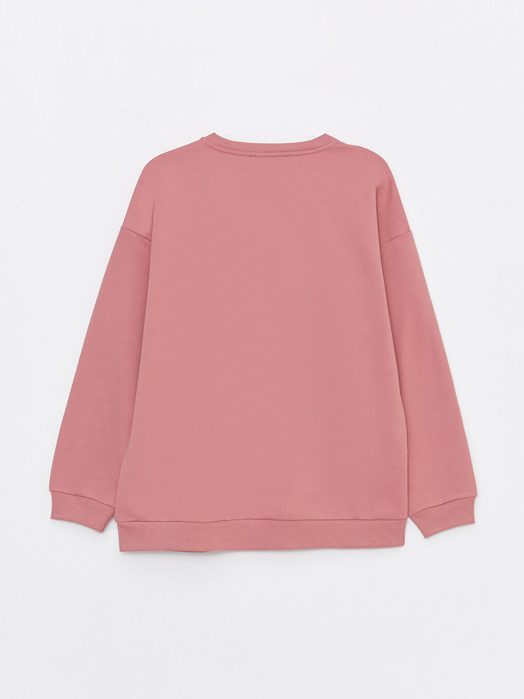 Pembe Bisiklet Yaka Baskılı Uzun Kollu Kadın Sweatshirt-5