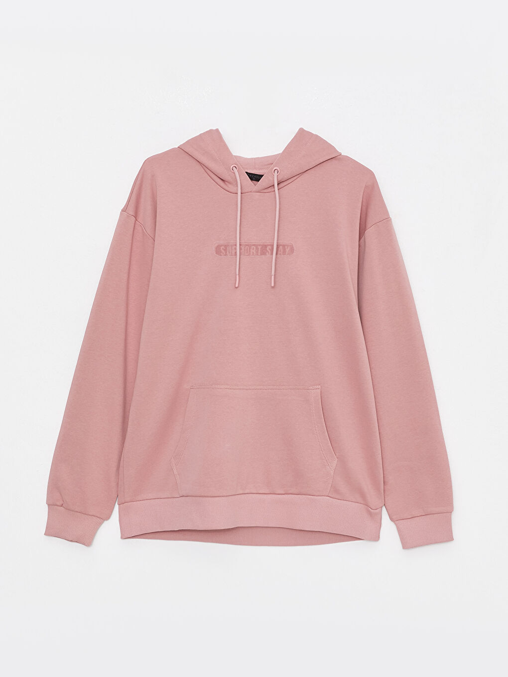 Pembe Uzun Kollu Baskılı Erkek Hoodie-5