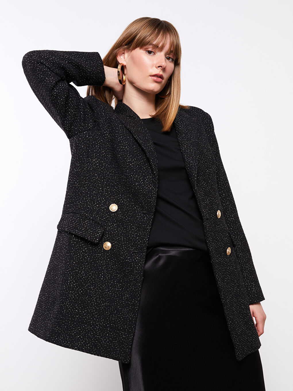 Patterned Long Sleeve Women's Blazer Jacket-5