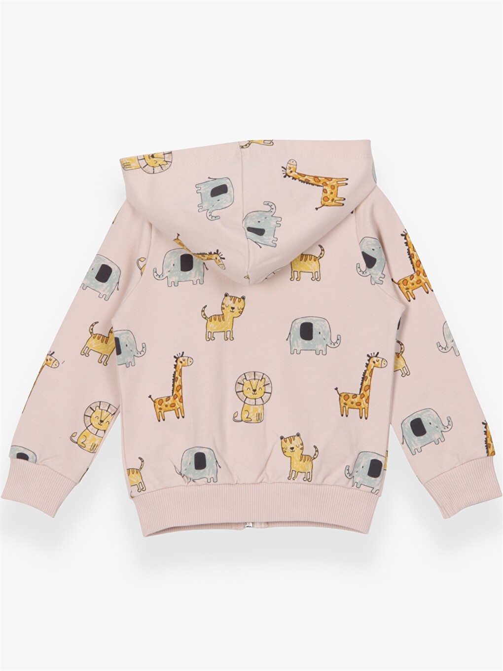 Kapüşonlu Uzun Kollu Baskılı Erkek Bebek Fermuarlı Sweatshirt-1
