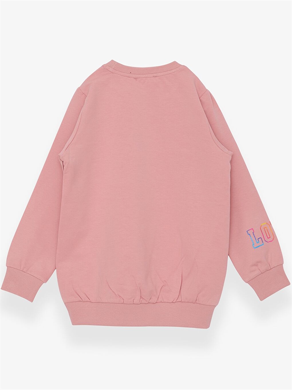 Pembe Bisiklet Yaka Baskılı Uzun Kollu Kız Çocuk Sweatshirt-1