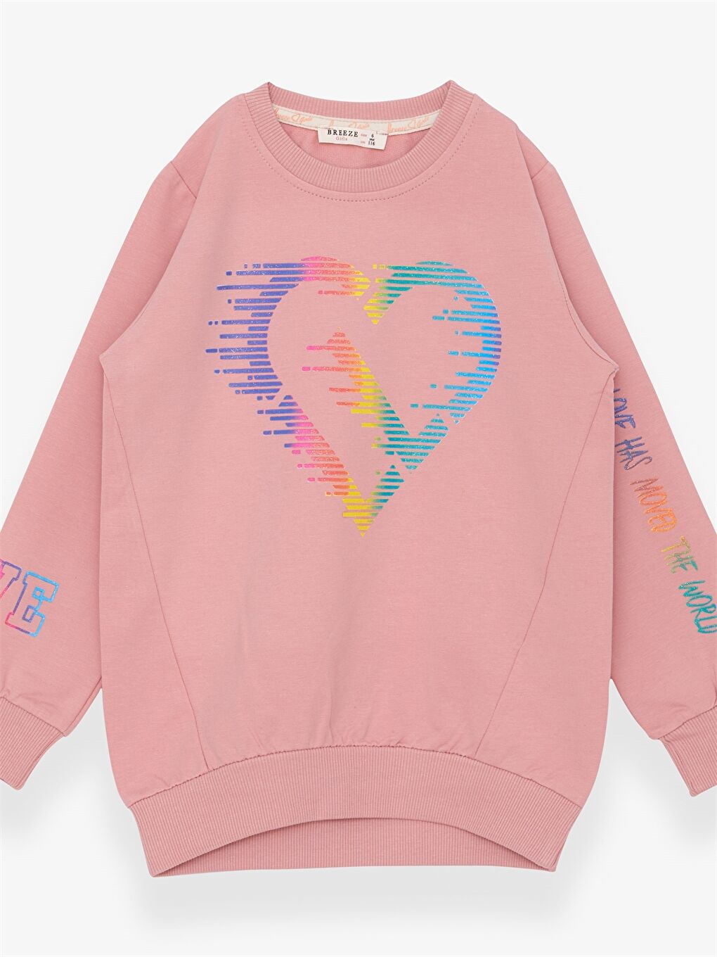 Pembe Bisiklet Yaka Baskılı Uzun Kollu Kız Çocuk Sweatshirt-2