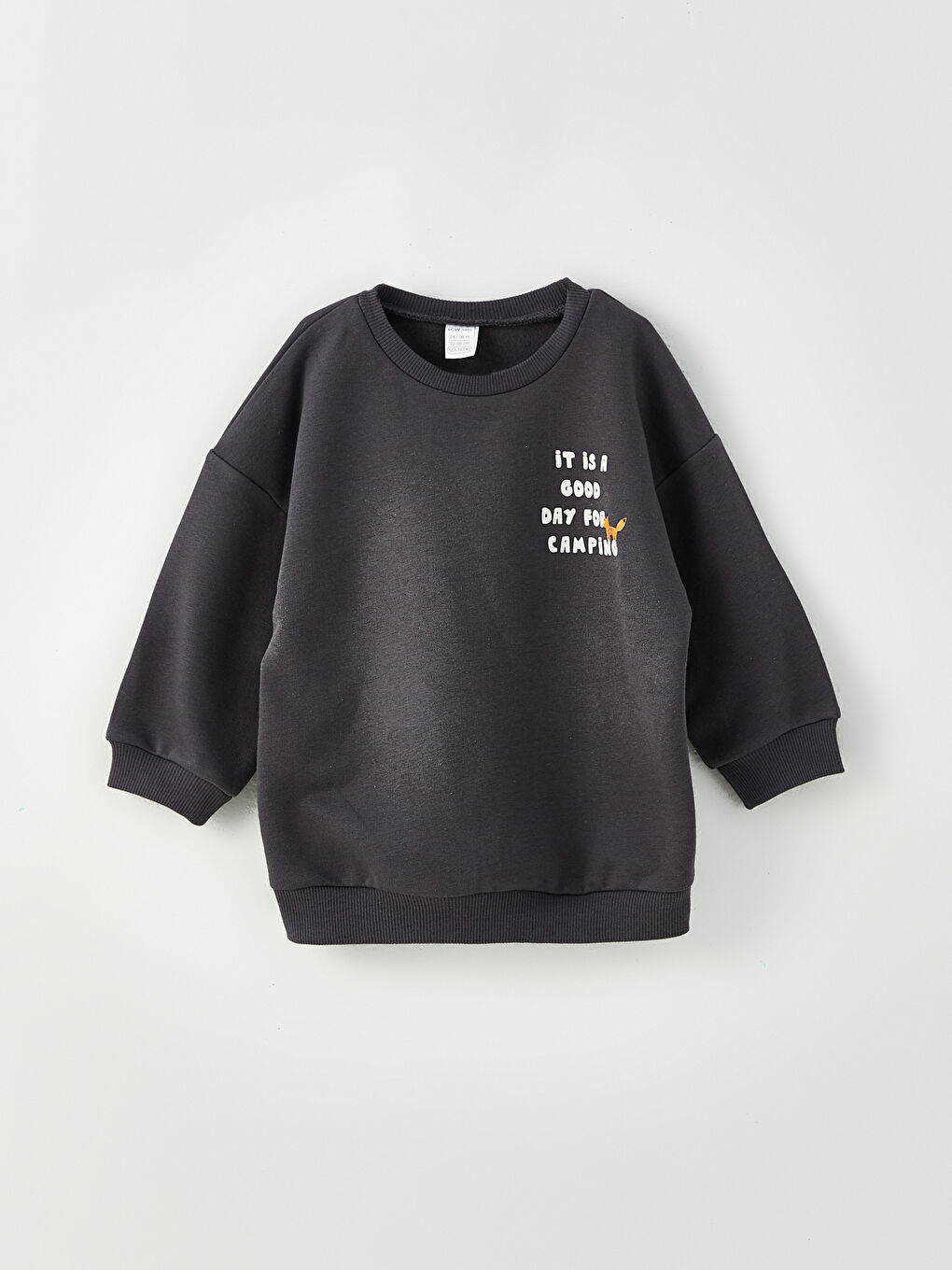 Bej Uzun Kollu Baskılı Erkek Bebek Hoodie 2'li-1