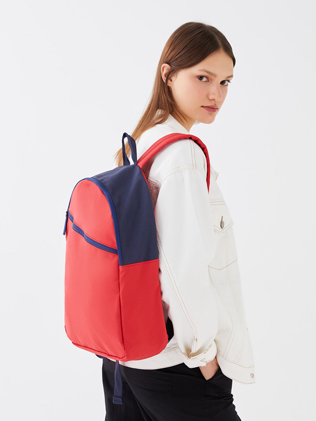 Женский однотонный рюкзак-1