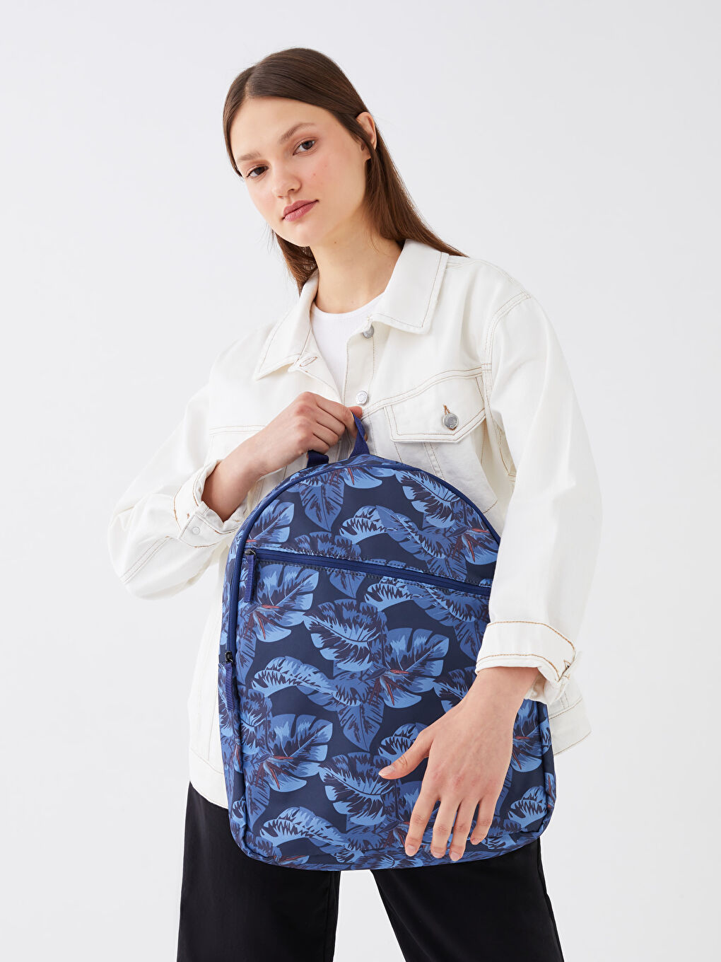 Mavi Desenli Kadın Sırt Çantası-1