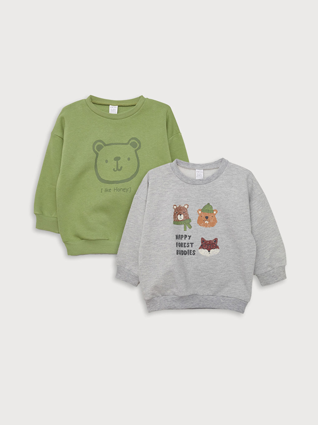 Crew Neck Long Sleeve Printed Baby Boy Sweatshirt 2-Pack